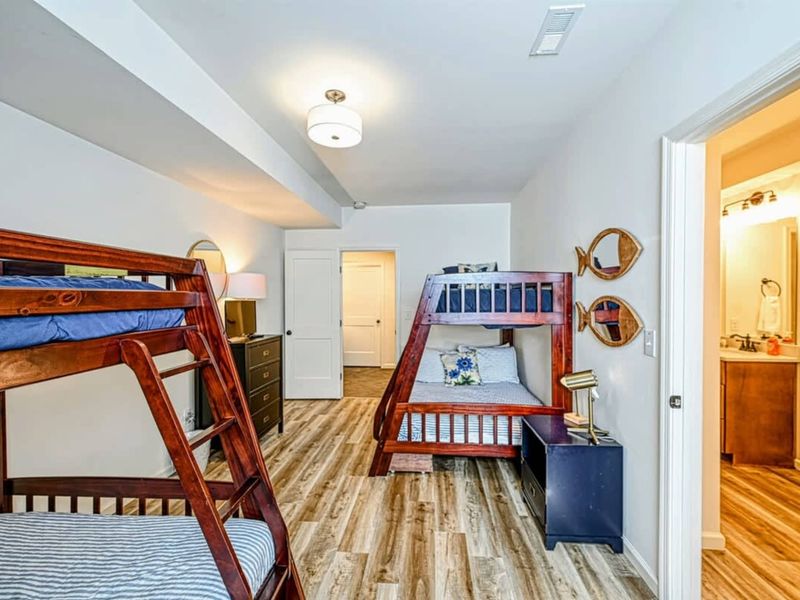 Jack Bedroom - Two twin-over-full bunks plus two twins. Sleeps six without complaint.