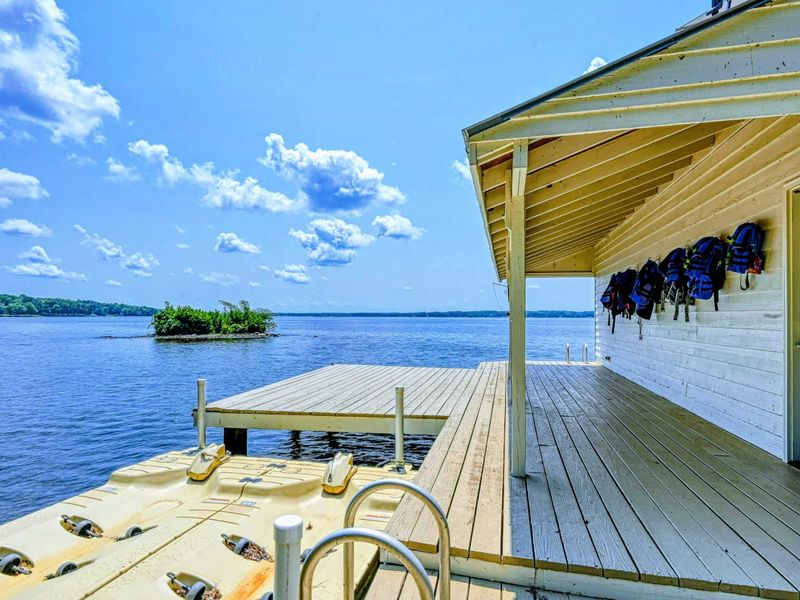 Shoreline Escape: A closer look at serene Lake Anna waters from the boathouse deck.