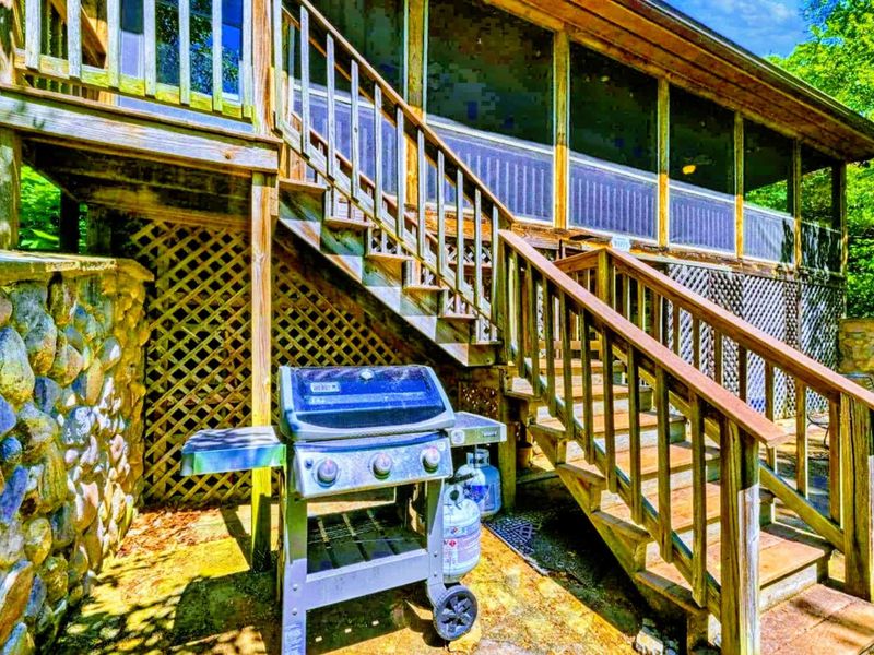 Fire up the grill and enjoy outdoor cooking at its finest on the spacious patio, surrounded by nature and just steps from the cabin.