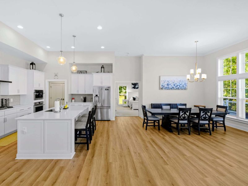 Great Room - From the great room toward the kitchen and the second dining table, the whole main floor at a glance.