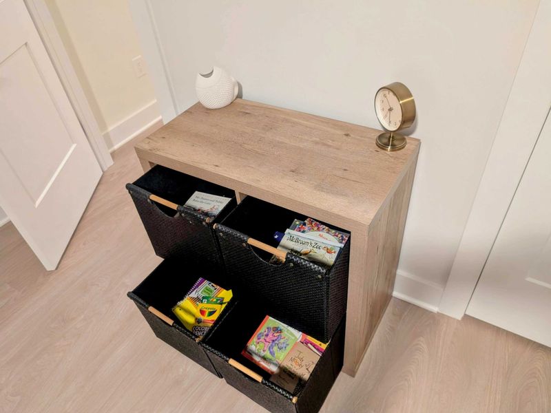 Kids' Corner - Bins of picture books, crayons, and coloring supplies keep the youngest guests happy between lake adventures.