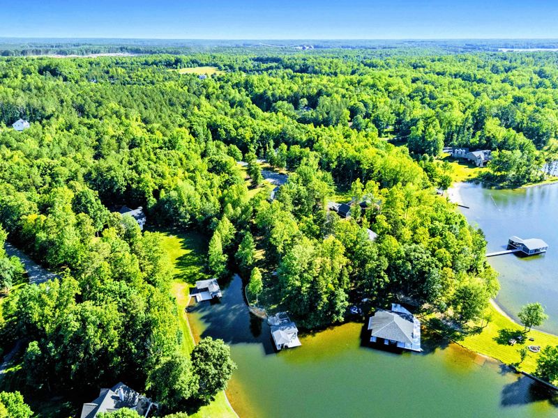 Where the Forest Meets the Water – Nestled in a private cove, this retreat blends lake access with wooded tranquility.