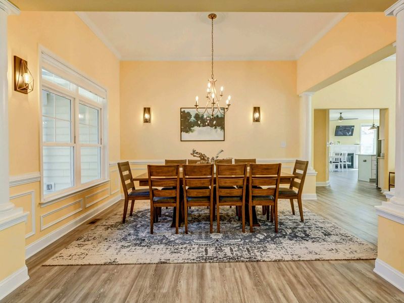 Room for Everyone – With seating for ten and warmth all around, this is where big meals and big memories happen.