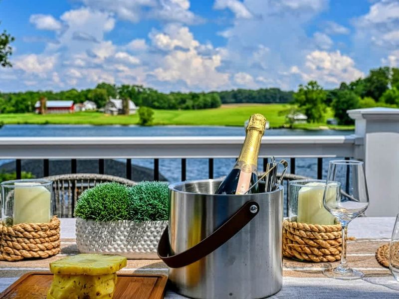 Cheers to Being Here – Set the table, pour a glass, and let the lake do the celebrating.