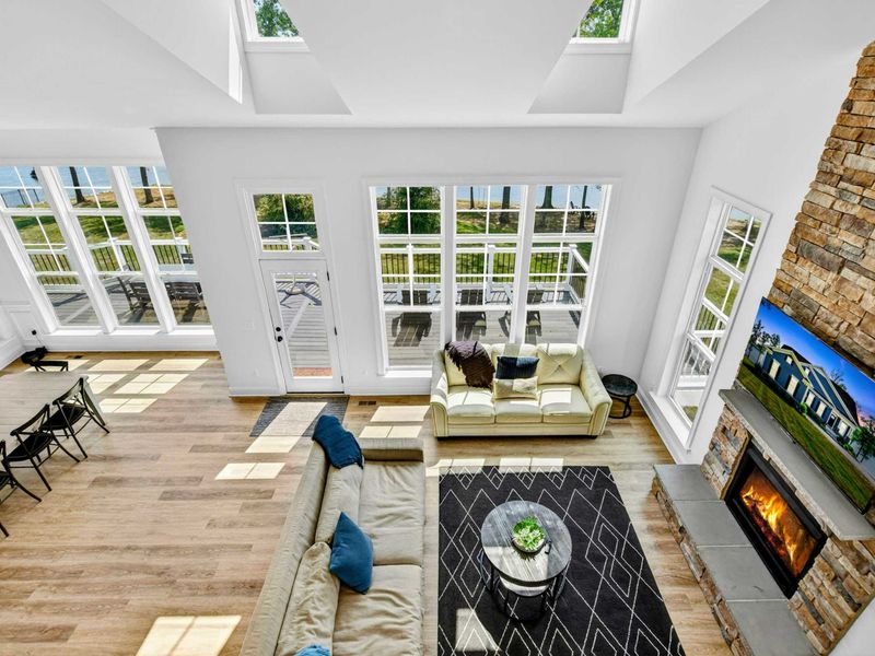 Loft Overlook - The open loft offers a dramatic bird's-eye view down into the great room and the stone fireplace below.