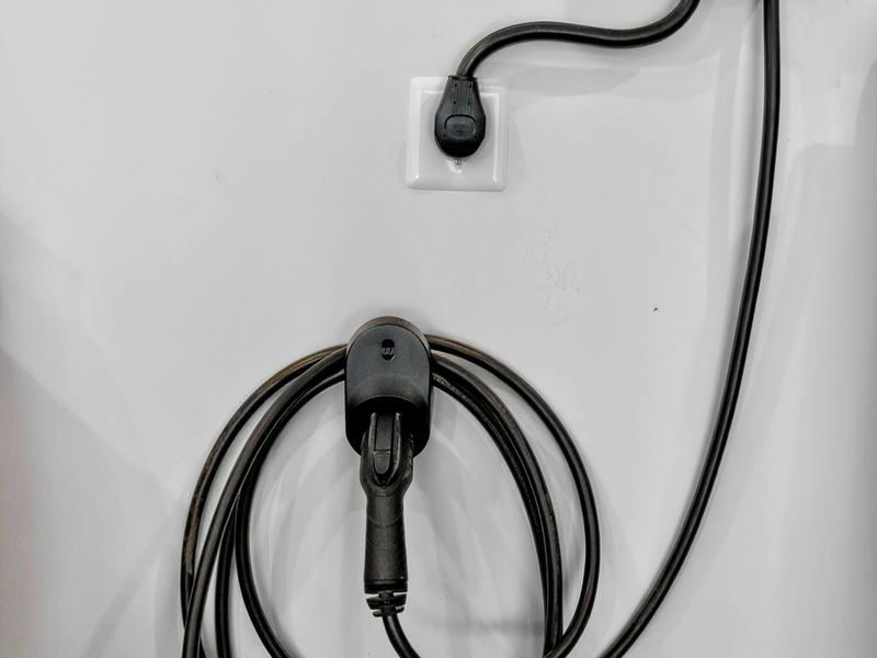 EV Charger - Wallbox Level 2 electric vehicle charger in the garage for guests with EVs.