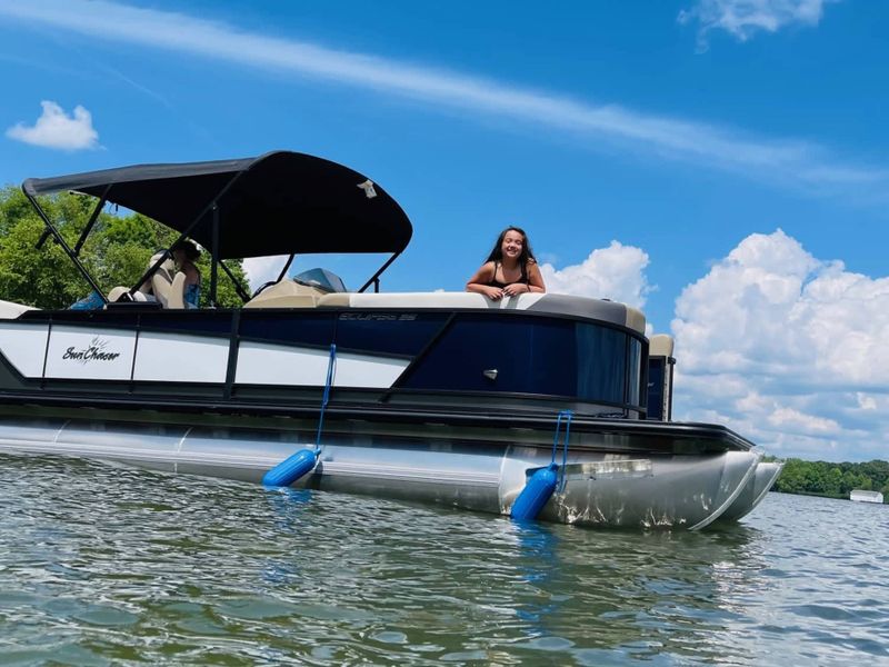 Brand-New Pontoon Boat named “Dream Catcher”, A 2024 SunChaser Eclipse model 25 SSB pontoon boat powered by a Yamaha 175 SHO VMAX engine.