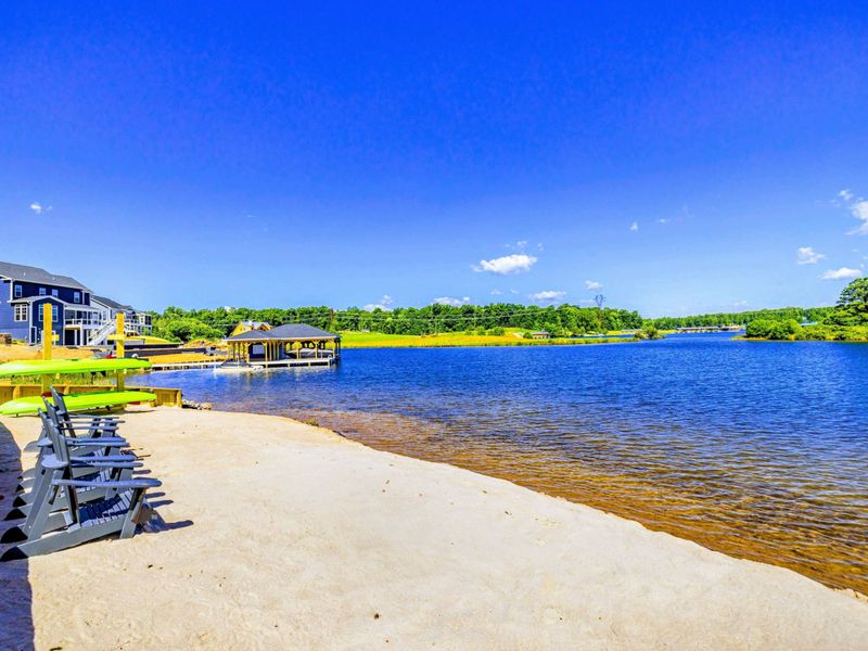 Explore the lake with available kayaks and enjoy the peaceful surroundings from the sandy beach