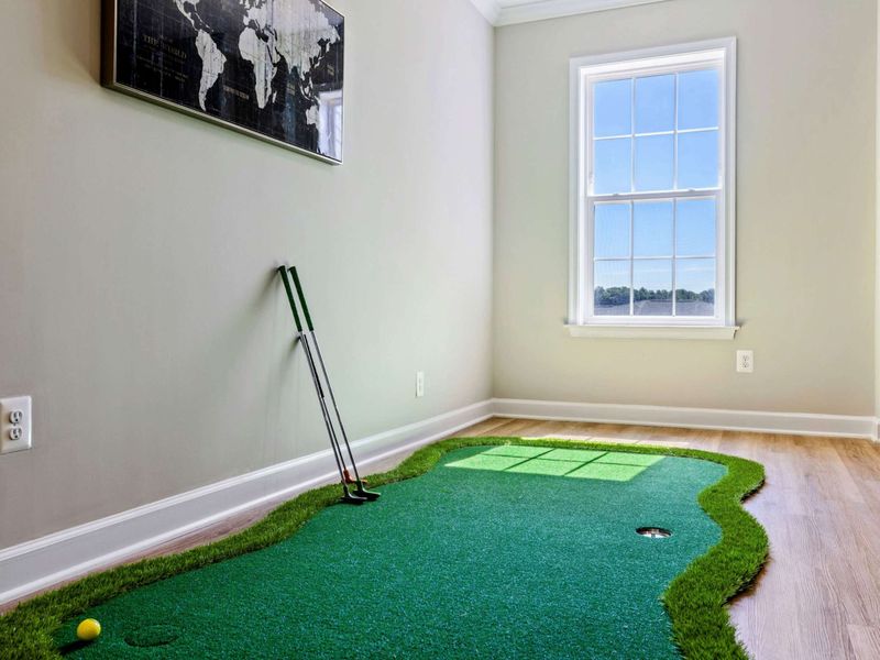 Enjoy a fun indoor putting green with a scenic view.