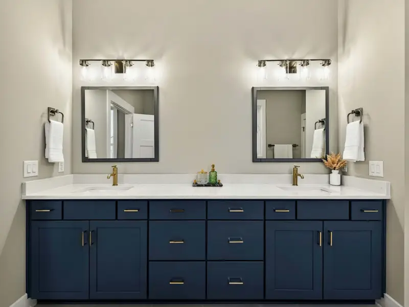 Double Vanity - Side-by-side sinks and counter space so two people can get ready without compromise.
