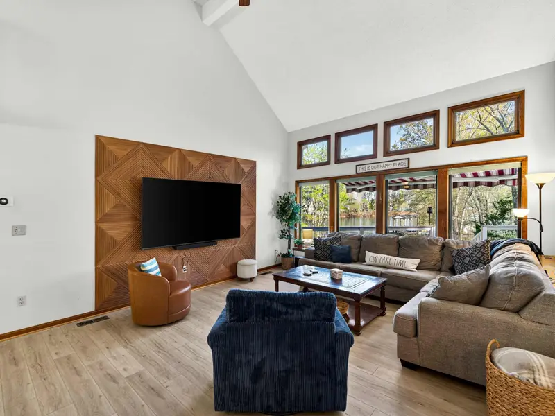 Loft Perspective: Looking down into the living area from the upper level.