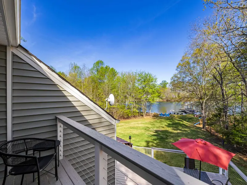 Tiered Views: A look at the multi-level deck system from the yard.