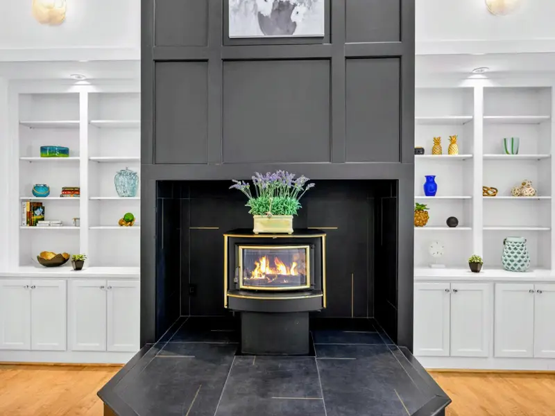 Great Room - Detailed view of the custom millwork and built-in cabinetry.