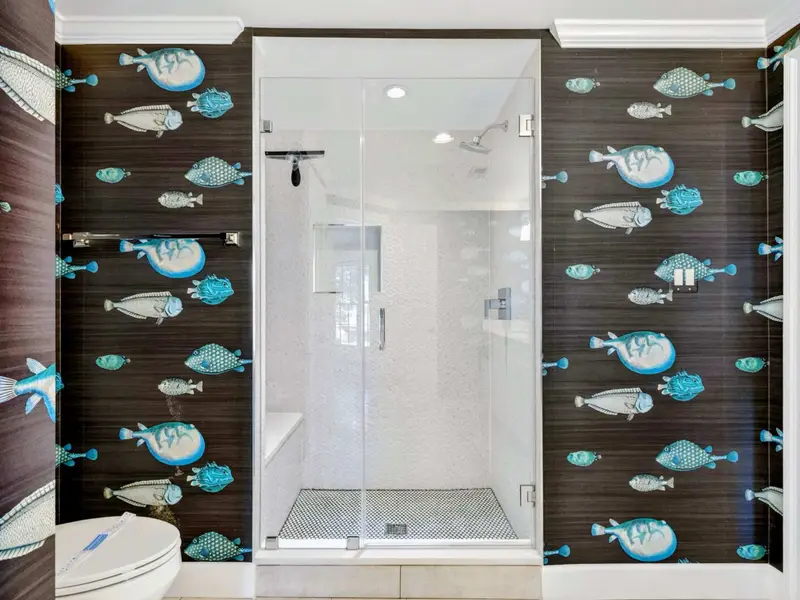Jack-and-Jill Bath - Walk-in tile shower in the lower-level Jack-and-Jill.