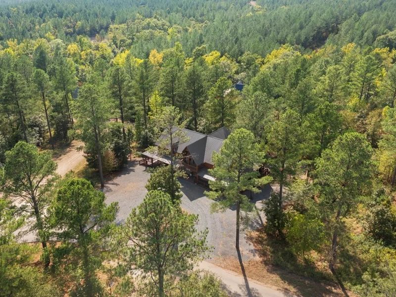 Aerial view of our secluded cabin retreat
