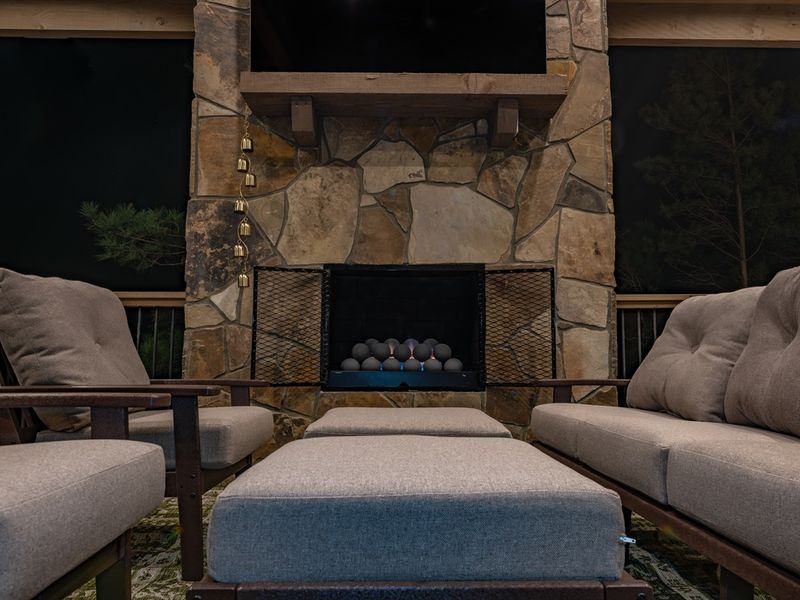 Relaxation station: fire crackling, TV glowing, and you unwinding.