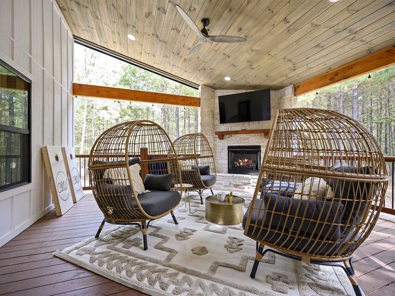 Relax and enjoy the fire or tv on the patio