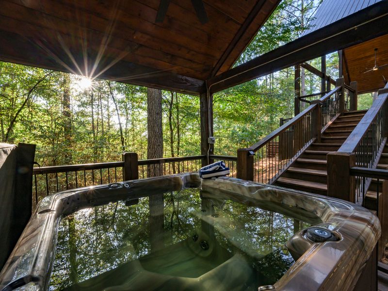 Nothing like a hot tub soak after a day of cabin adventures. Pure bliss!