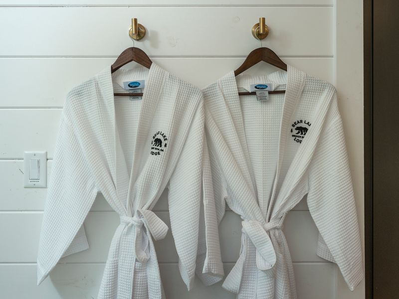 Plush robes help create a relaxing spa-like bathroom experience.