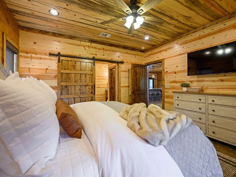 "Luxury in the details: Plush linens and state-of-the-art entertainment for your enjoyment."