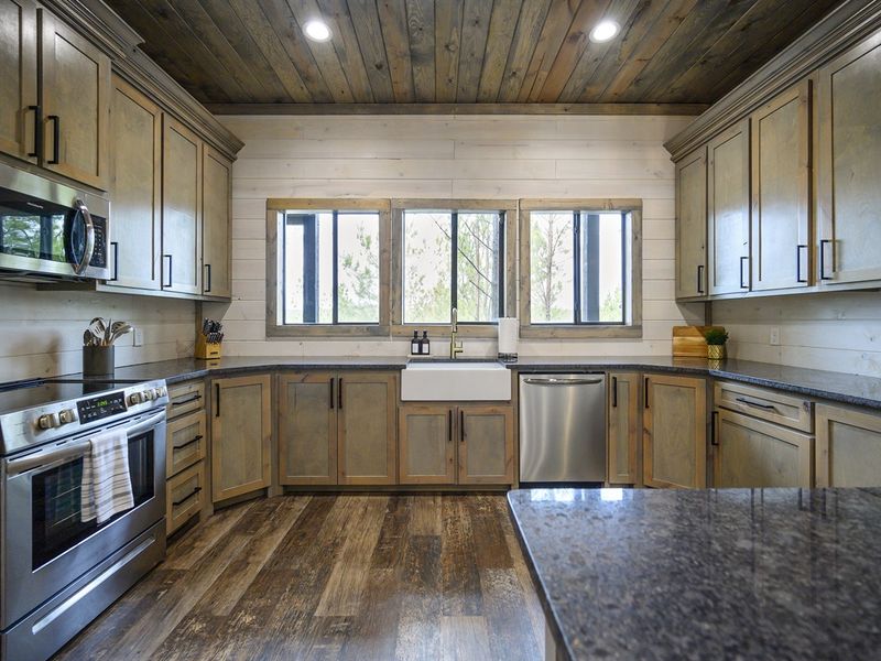 Escape to the tranquility of this exquisite cabin kitchen