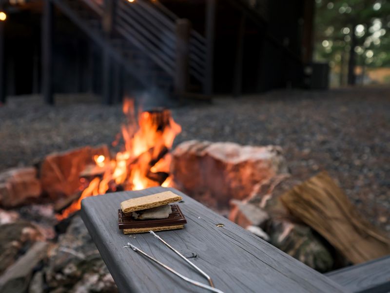 End your day by the fire — s’mores, laughter, and starry skies make every night unforgettable