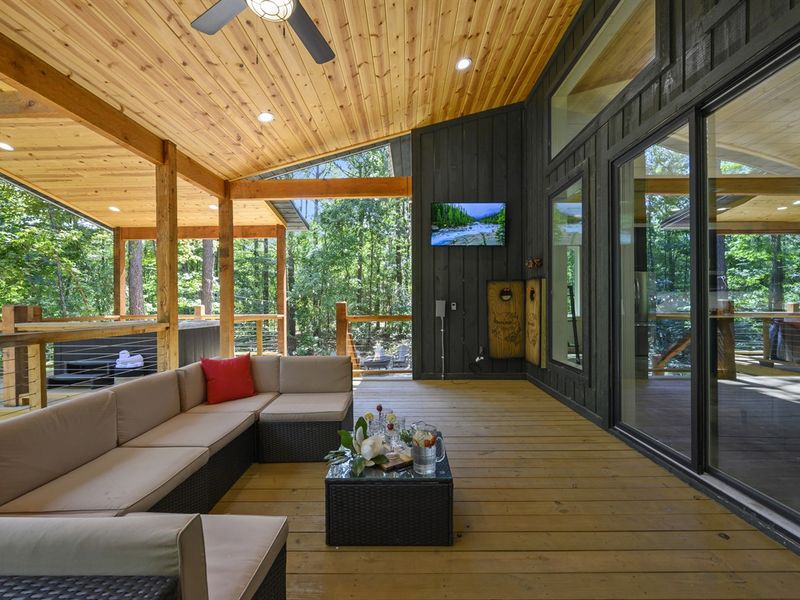 Relax on the lounge while watching a movie or enjoying a glass of wine