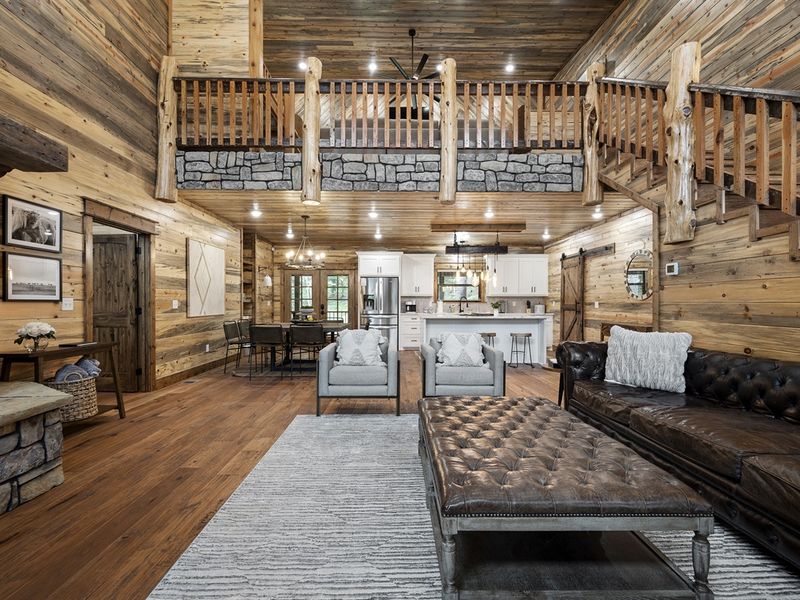 The living room is large and open.