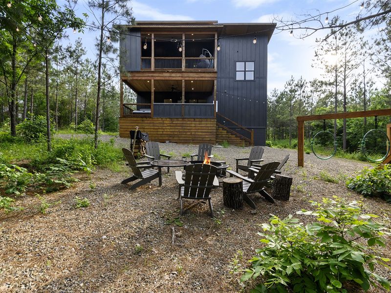 Enjoy time around the fire pit as kids play nearby
