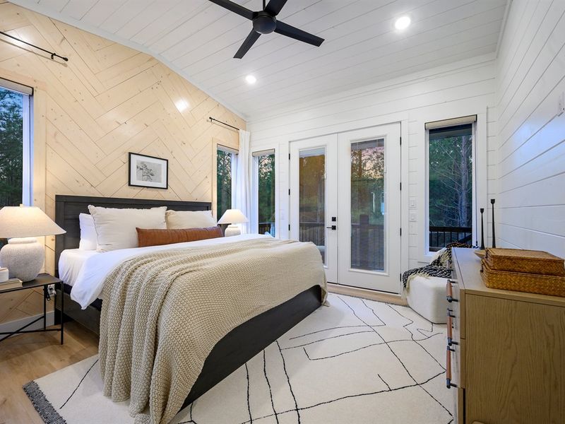 The spacious layout and vaulted ceiling give this room an airy, open feel.