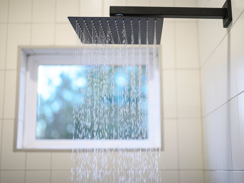 A modern rainfall shower delivers a relaxing start or end to your day.