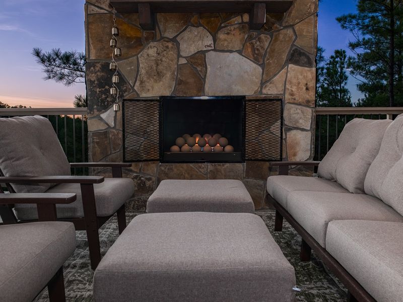 Cozy flames meet golden rays.