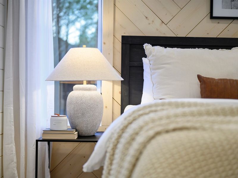 Thoughtful details and neutral tones blend modern comfort with cozy cabin charm.