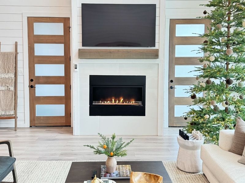 Cozy fireplace gathering space
