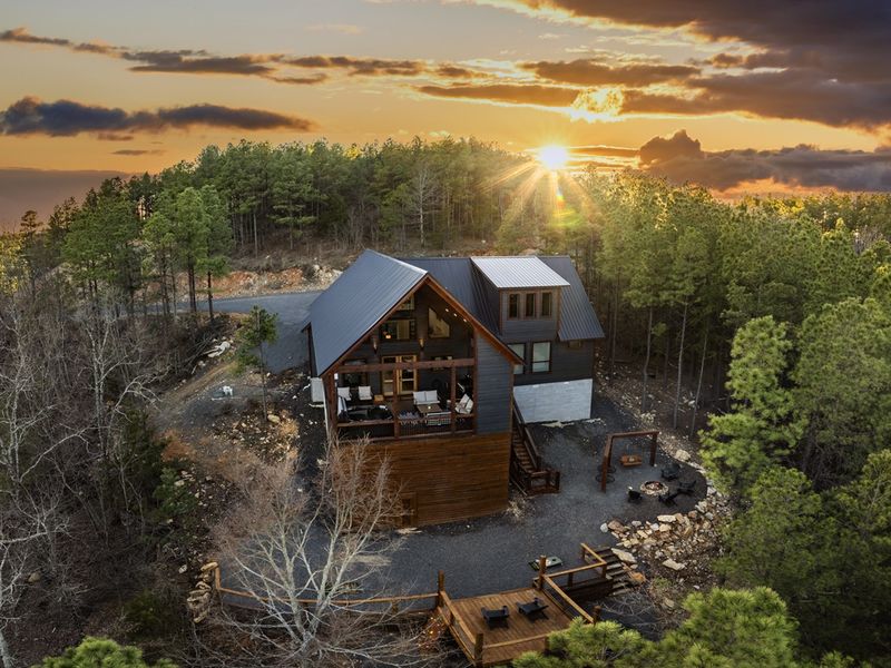 Unwind as the golden hour casts a magical glow over the forest.