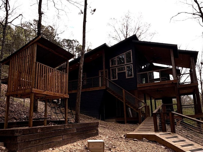 A fun play area for kids tucked in the forest
