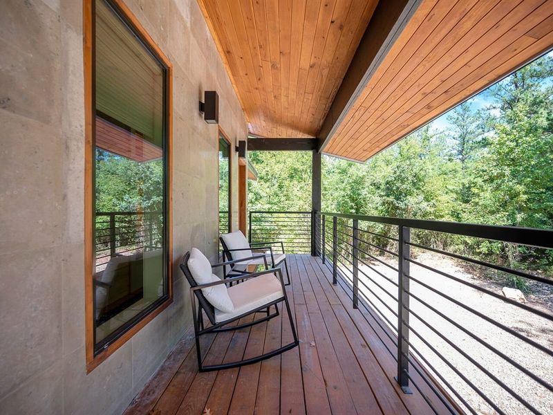 Private balcony off upstairs bunk room