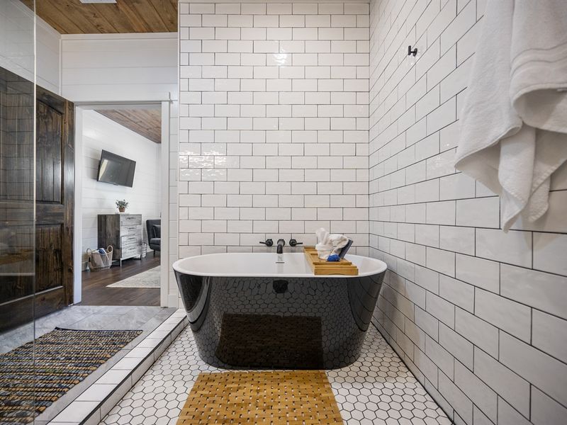 Walk-in shower and soaker tub