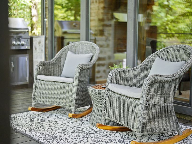 Comfortable rockers to enjoy morning coffee or after dinner drinks