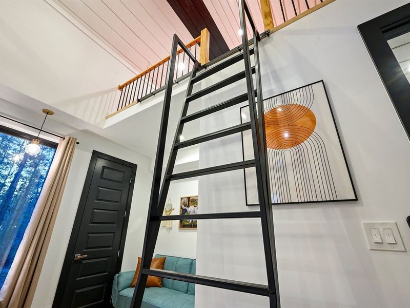 A unique ladder leads to your private workout space.