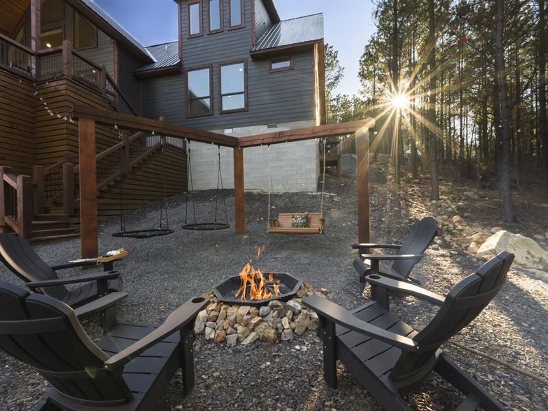 A magical outdoor space, perfect for late-night fireside chats.