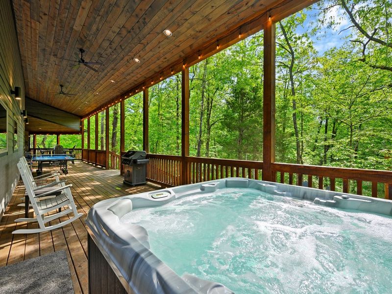 Soak beneath the forest sky, Nature’s spa, right outside, Unwind in pure wilderness calm