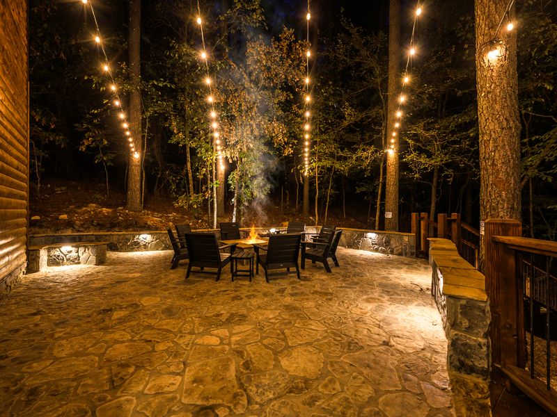 Escaping to this cozy cabin in the woods, where every evening ends with stories around the fire pit.