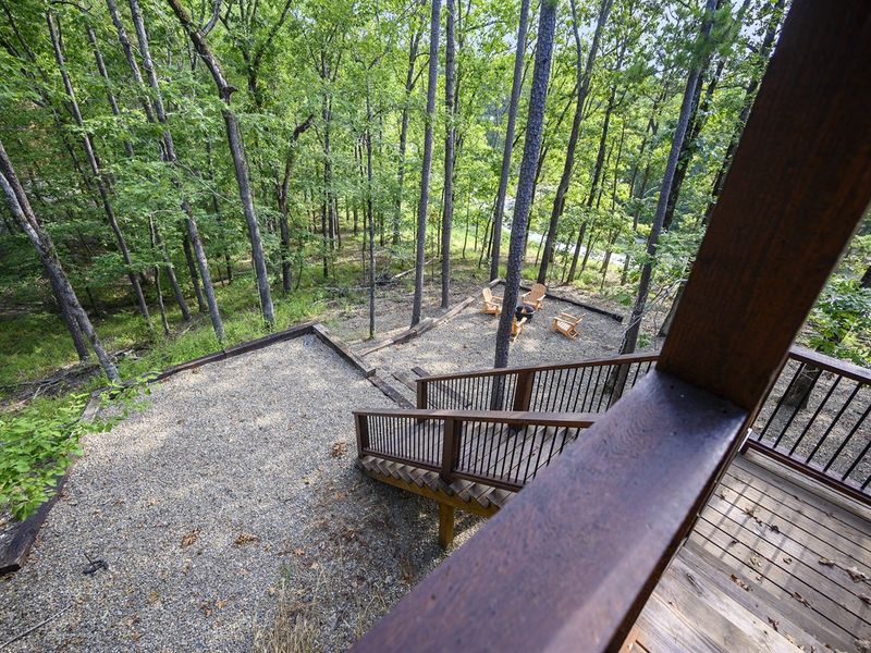 Stairs to the back fire pit area