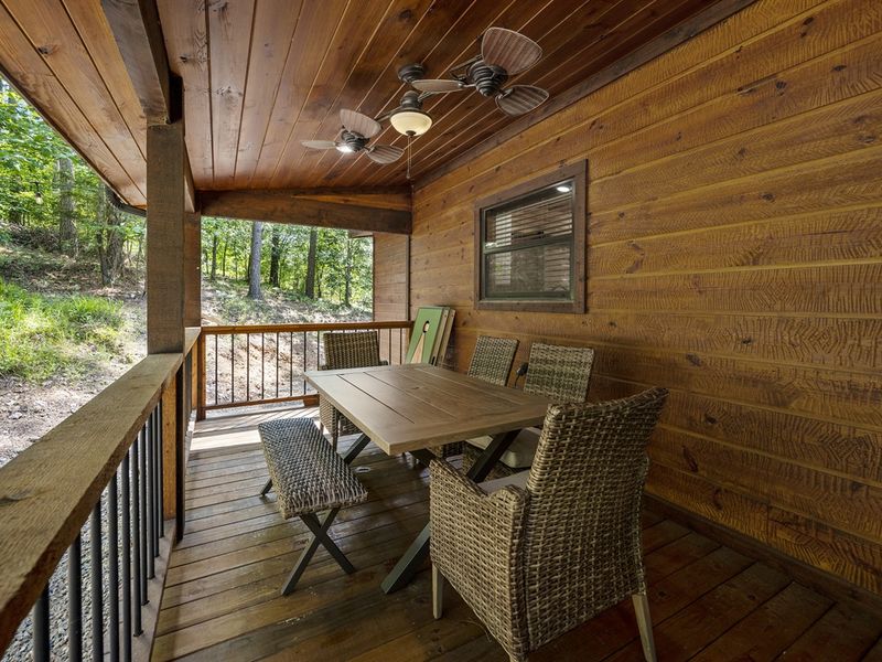 "Lounge in the great outdoors, a perfect nook for morning musings or evening relaxation."