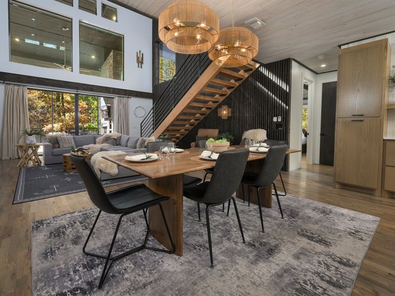 From shared meals to cozy evenings, this thoughtfully designed living and dining area is the heart of the cabin