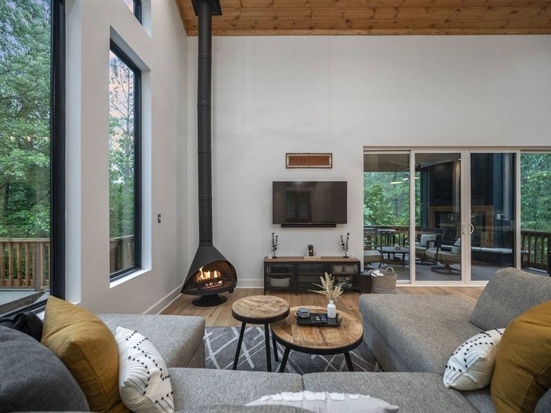 Nesting coffee tables so you can move and use them by any seat on the large sectional