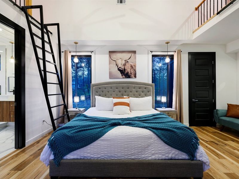 A spacious king bed designed for deep, restful sleep