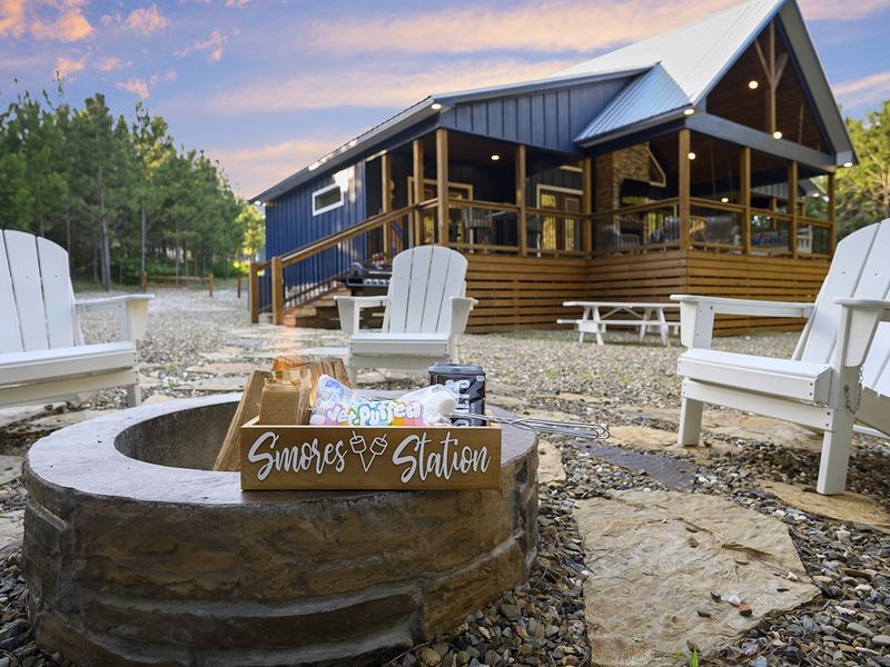 "Roast marshmallows and share stories around the fire pit with twinkling lights." &ldquo;Props in photos are for visual inspiration and not included with the stay.&rdquo;