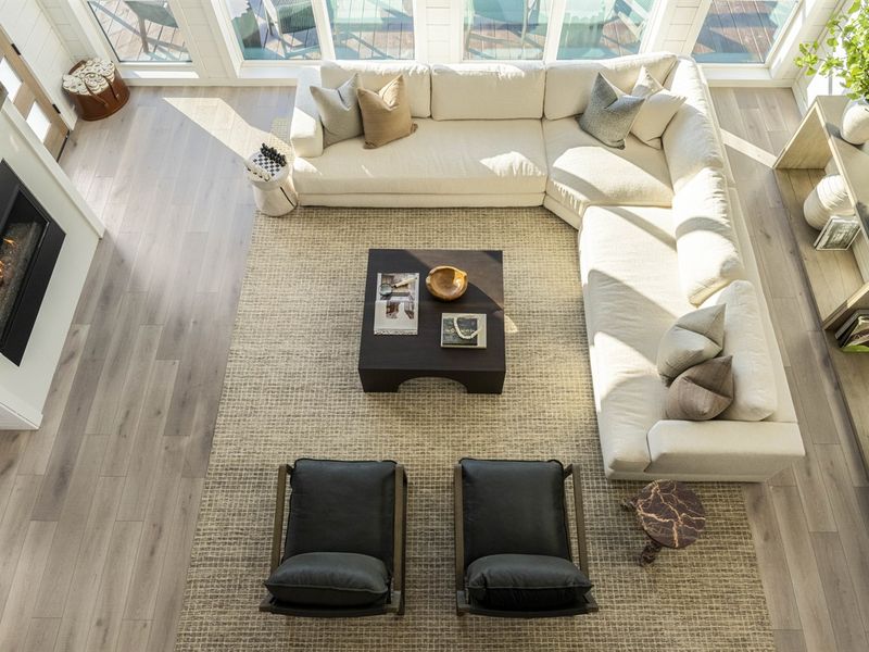 Sink into the large comfy sofa by the fireplace for movie nights or day games